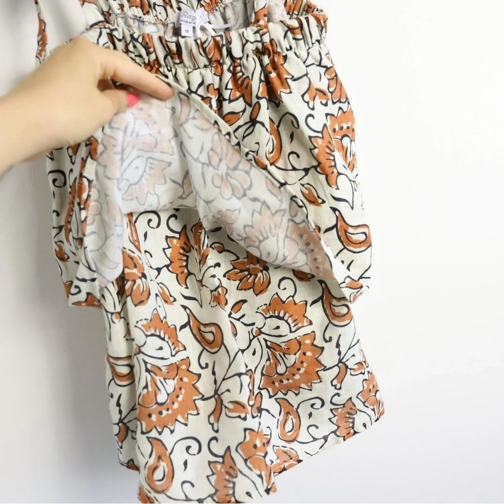 NWT Le Ragazze made in Italy 100% linen top M tiered floral print cottagecore - Picture 9 of 14